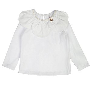 BLUSA BRANCA GOLA PÉTALAS