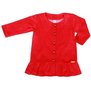 CASACO BEBÊ BABADO BARRA PLUSH VERMELHO