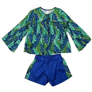 CONJUNTO ESTAMPA FOLHAGEM TROPICAL