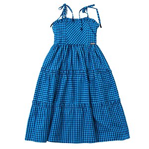 VESTIDO XADREZ AZUL BABADINHO PALA