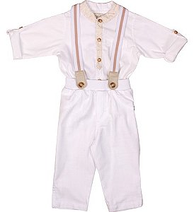 CONJUNTO BEBÊ  BRANCO COM SUSPENSÓRIO