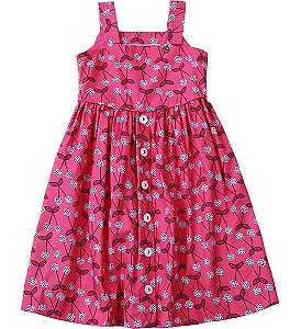 VESTIDO ESTAMPA CEREJA COM POÁ