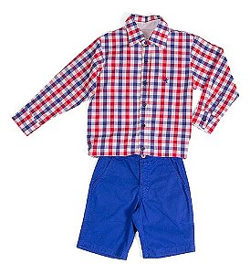 CONJUNTO CAMISA TECIDO XADREZ E BERMUDA