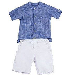 CONJUNTO CAMISA GOLA PADRE E BERMUDA BRANCA