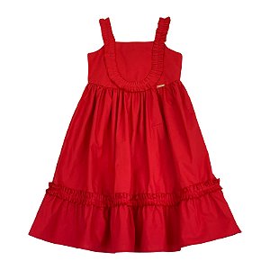 VESTIDO VERMELHO DECOTE FRUFRU