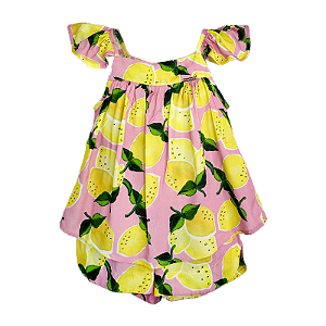 CONJUNTO ESTAMPA LIMÃO FUNDO ROSA