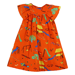 VESTIDO ESTAMPA BRINCADEIRAS NO JARDIM
