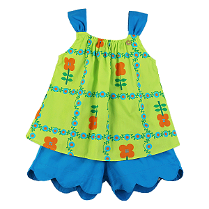 CONJUNTO ESTAMPA QUADRICULADO FLORIDO