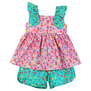 CONJUNTO ESTAMPA CHUVA DE FLORES