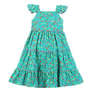 VESTIDO ESTAMPA CHUVA DE FLORES VERDE