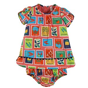 VESTIDO ESTAMPA PACOTINHOS DE SEMENTES