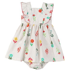VESTIDO ESTAMPA FLORZINHAS DE LÁPIS DE COR