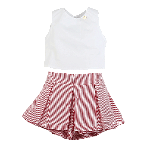 CONJUNTO LISTRADO VERMELHO E BRANCO