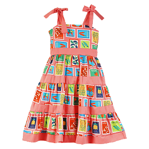 VESTIDO ESTAMPA PACOTINHOS DE SEMENTES