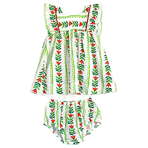 VESTIDO BEBÊ ESTAMPA JARDIM DE TULIPAS FUNDO OFF
