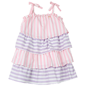 VESTIDO LISTRAS ROSA E LILAS