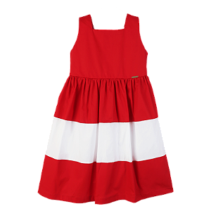 VESTIDO LISO VERMELHO E BRANCO
