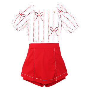 CONJUNTO ESTAMPA LAÇOS BORDADOS