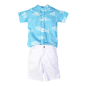 CONJUNTO ESTAMPA PEIXES FLORIDOS