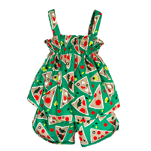 CONJUNTO ESTAMPA FESTA DA PIZZA VERDE