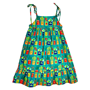VESTIDO ESTAMPA HORTINHA DIVERTIDA VERDE