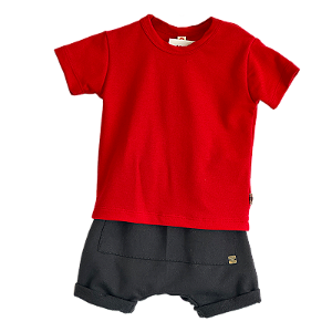 CONJUNTO PIQUET VERMELHO E PRETO