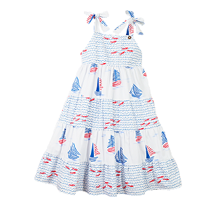 VESTIDO ESTAMPA PEIXINHOS E PASSEIO DE BARCO