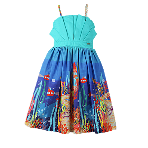 VESTIDO CONCHA ESTAMPA FUNDO DO MAR