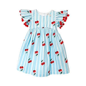 VESTIDO CEREJINHA AZUL CLARO LISTRADO