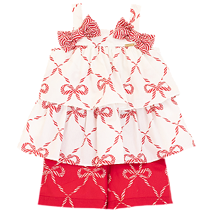 CONJUNTO LAÇO VERMELHO E BRANCO