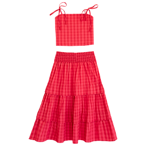 CONJUNTO XADREZ VERMELHO COM ROSA