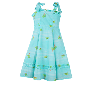 VESTIDO ESTAMPA SUNSET FUNDO VERDE AGUA