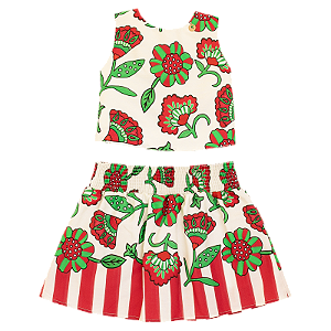 CONJUNTO ESTAMPA FLORES DE NATAL