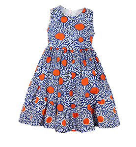 VESTIDO ESTAMPA FLOR DE OURICO FUNDO AZUL
