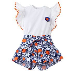 CONJUNTO ESTAMPA FLOR DE OURICO AZUL