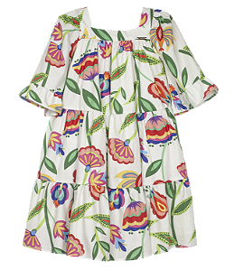 VESTIDO ESTAMPA FLORILÂNDIA FUNDO OFF