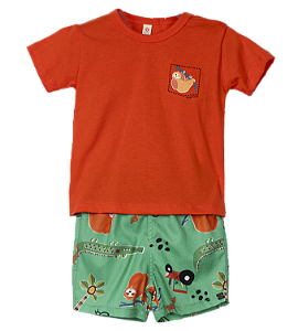 CONJUNTO ESTAMPA MEMORIAS FUNDO VERDE