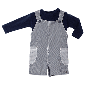 CONJUNTO BIS XADREZ BORDADO MARINHO