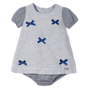 VESTIDO BIS XADREZ BORDADO MARINHO