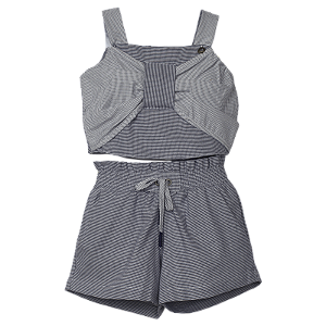 CONJUNTO BIS XADREZ BORDADO MARINHO