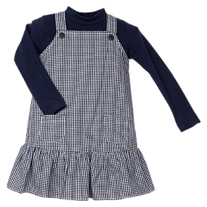 VESTIDO OXFORD XADREZ AZUL MARINHO E BRANCO
