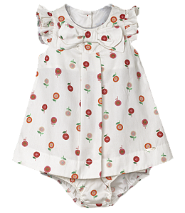 VESTIDO ESTAMPA BOTÕES DE FLOR FUNDO OFF