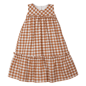 VESTIDO BIARRITZ XADREZ CARAMELO E BRANCO