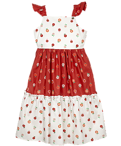 VESTIDO ESTAMPA BOTÕES DE FLOR FUNDO OFF