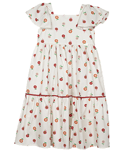 VESTIDO ESTAMPA BOTÕES DE FLOR FUNDO OFF