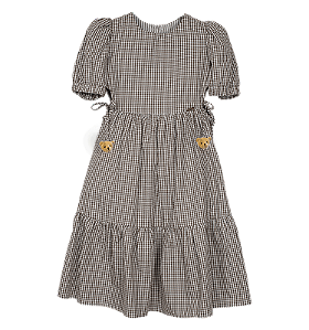 VESTIDO OXFORD XADREZ MARROM E BRANCO