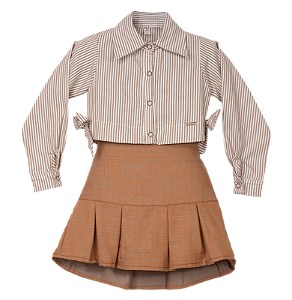 CONJUNTO OXFORD LISTRAS CARAMELO