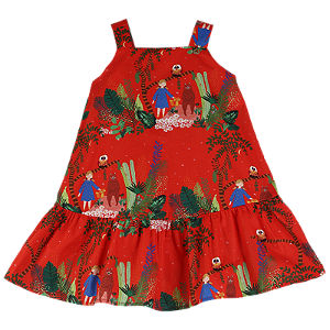 VESTIDO BRINCANDO NA FLORESTA VERMELHO