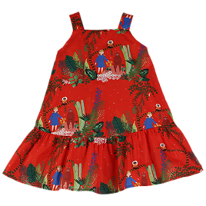 VESTIDO BRINCANDO NA FLORESTA VERMELHO