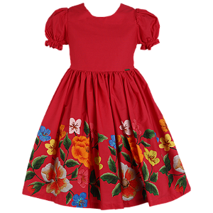 VESTIDO ESTAMPA FLORES BORDADAS